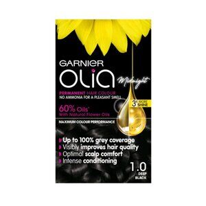 Garnier Olia Permanent Oil Powered Hair Color, 1.0 Deep Black (Midnight)